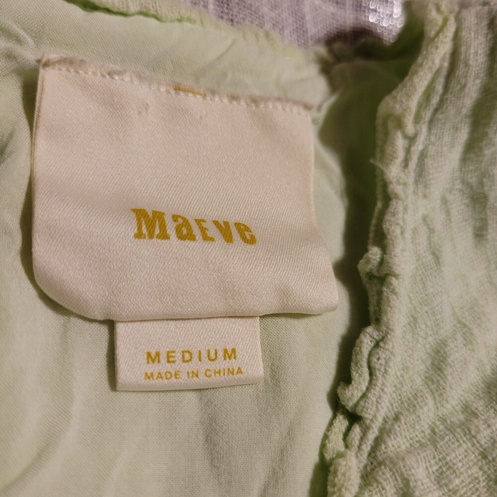 Maeve Anthro Womens Top Size Medium Pastel Green Ruffled Blouse Flutter Boho - Picture 5 of 7